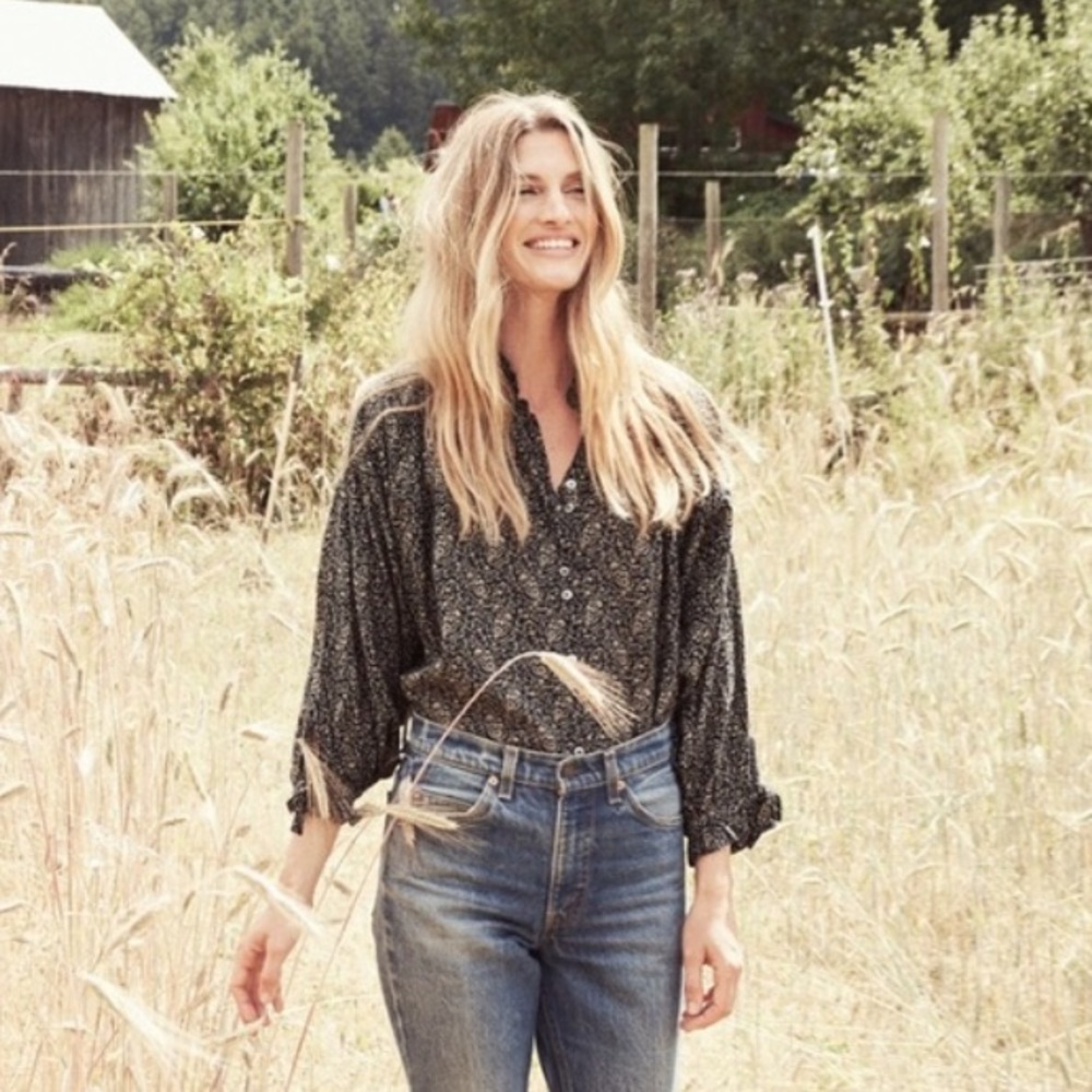 Doen Rose Top Black Prairie Paisley
